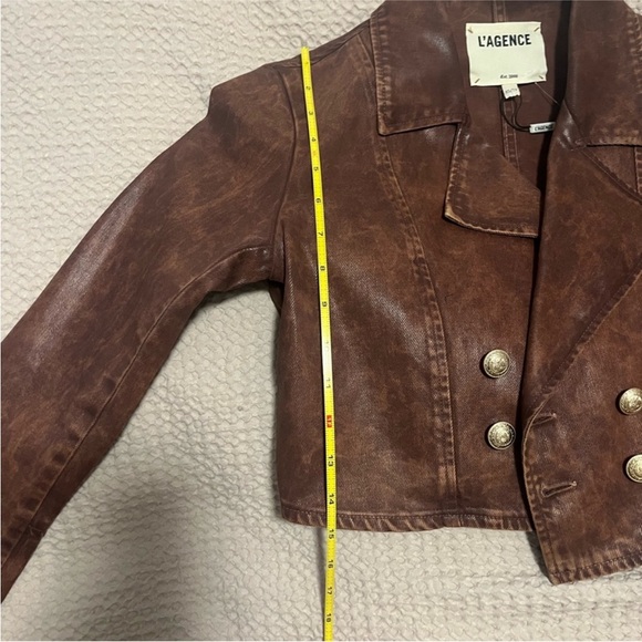 L’AGENCE Laverne Cotton Coated Cropped Biker Moto Jacket size xs NWT  $600 - Picture 10 of 12